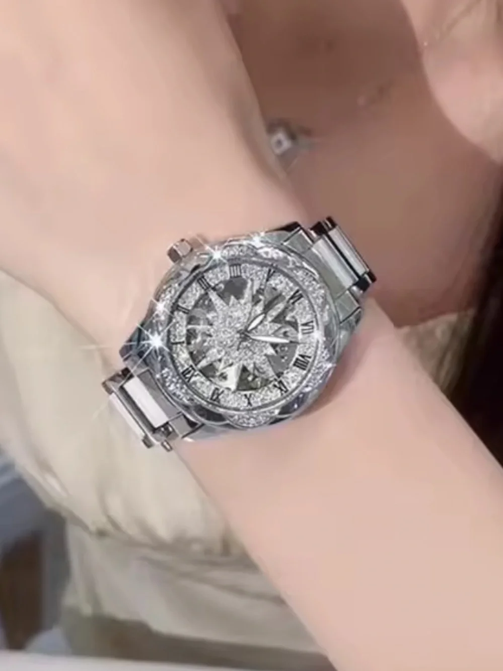 Sparkling Silver Crystal Bracelet Watch